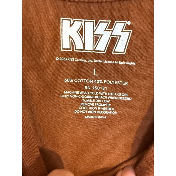 KISS North American Tour Graphic T Shirt Size L Brown 1976-77 - Picture 3 of 4